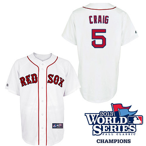 Allen Craig #5 MLB Jersey-Boston Red Sox Men's Authentic 2013 World Series Champions Home White Baseball Jersey